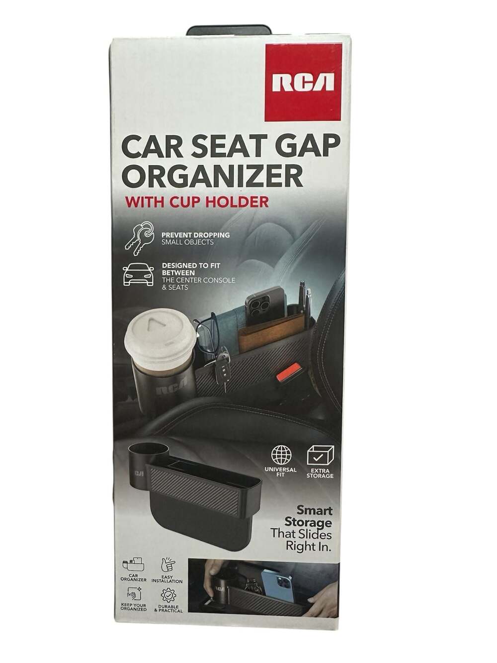 RCA Car Seat Gap Organizer with Cup Holder, Universal Fit